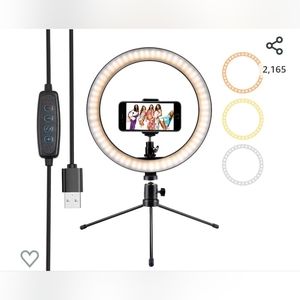 NWT 10" Ring light with tripod stand and phone holder with remote control OS